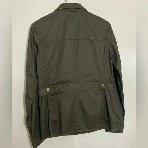 Vintage Y2K TOMMY HILFIGER army green cargo snap button zip up women’s jacket - Picture 4 of 5